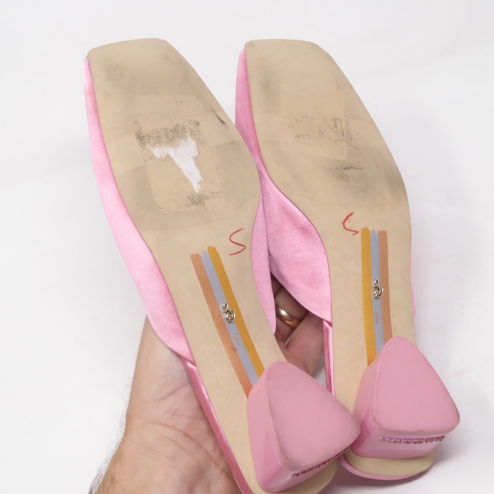 Sam Edelman Ollie Womens Mules Pink Satin Horsebit Block Heel 8 - Picture 7 of 10
